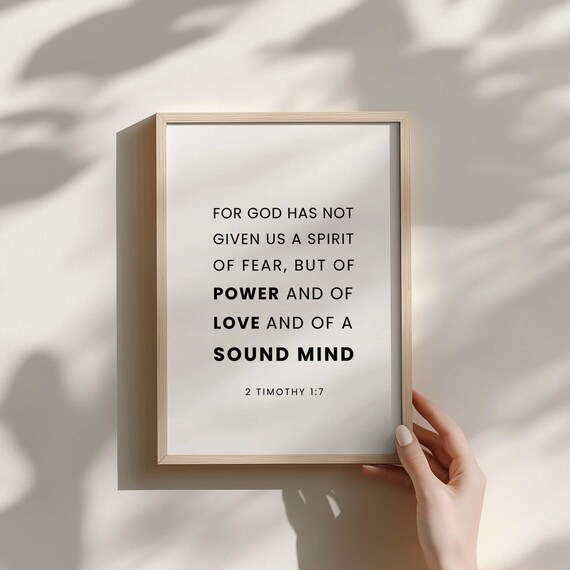 2 Timothy 17 Spirit Of Power Love Sound Mind Minimalist Verse Poster
