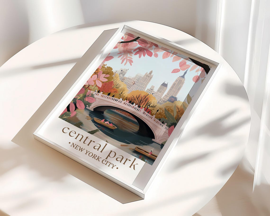 Central Park Nyc Travel Poster Print United States Wall Art New York Usa Print City Poster Personalised Gifts Birthday Present - Image 3