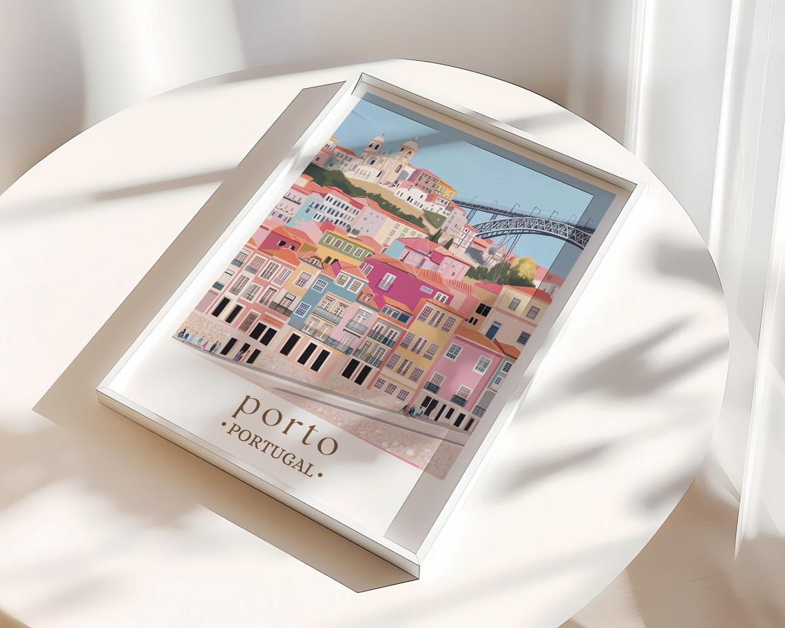 Porto Portugal Travel Poster European City Art Historic Landmark Print Portuguese Travel Decor Vacation Gift - Image 3