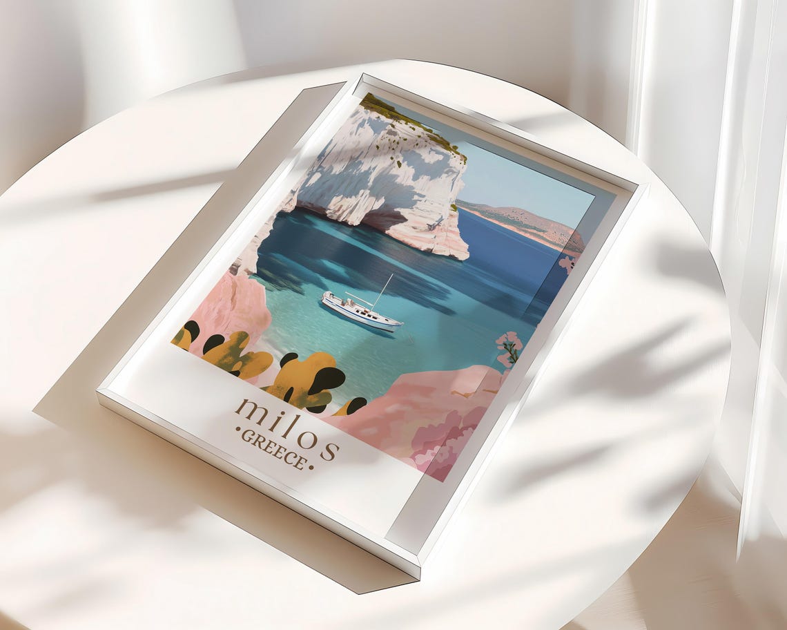 Milos Travel Poster Milos Wall Art Milos Travel Print Greece Poster Greece Wall Art Greece Print Greek Islands Poster Travel Gift - Image 2
