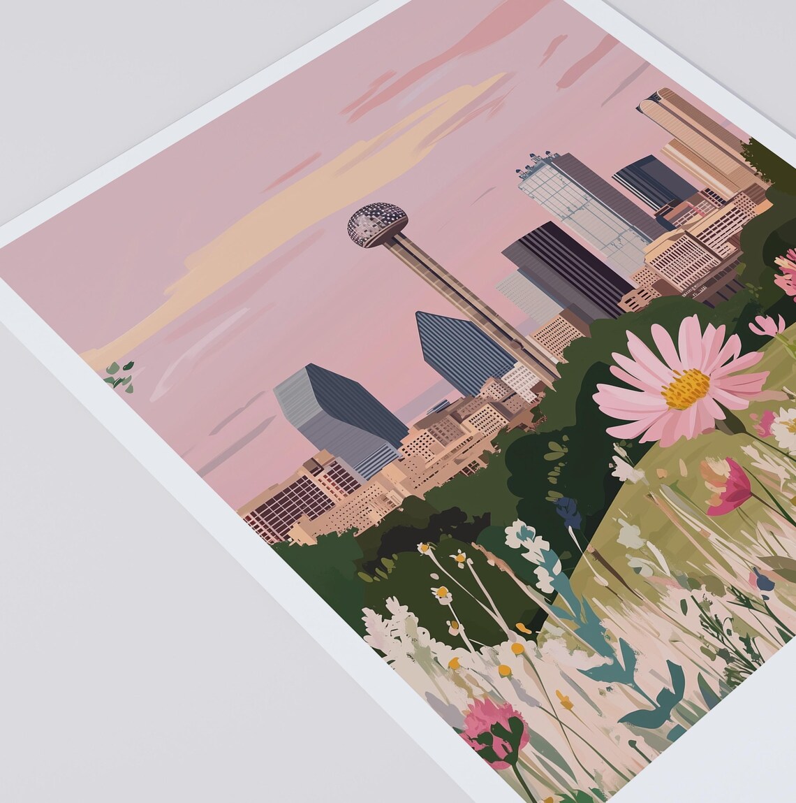 Dallas Texas Travel Poster, Skyline Cityscape Print - Image 3