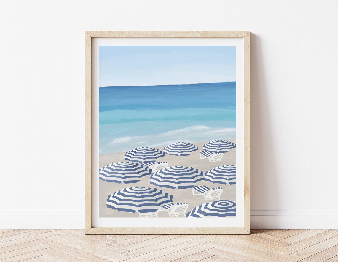 Nice France Tropical Beach Travel Poster Art Print
