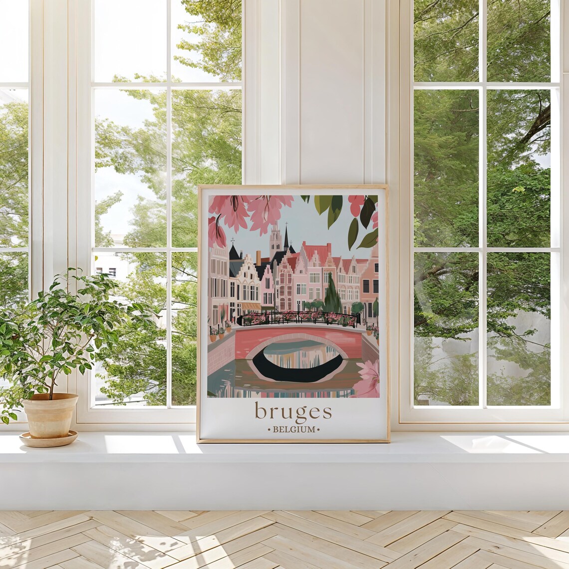 Bruges Belgium Travel Poster, Europe Cityscape - Image 2