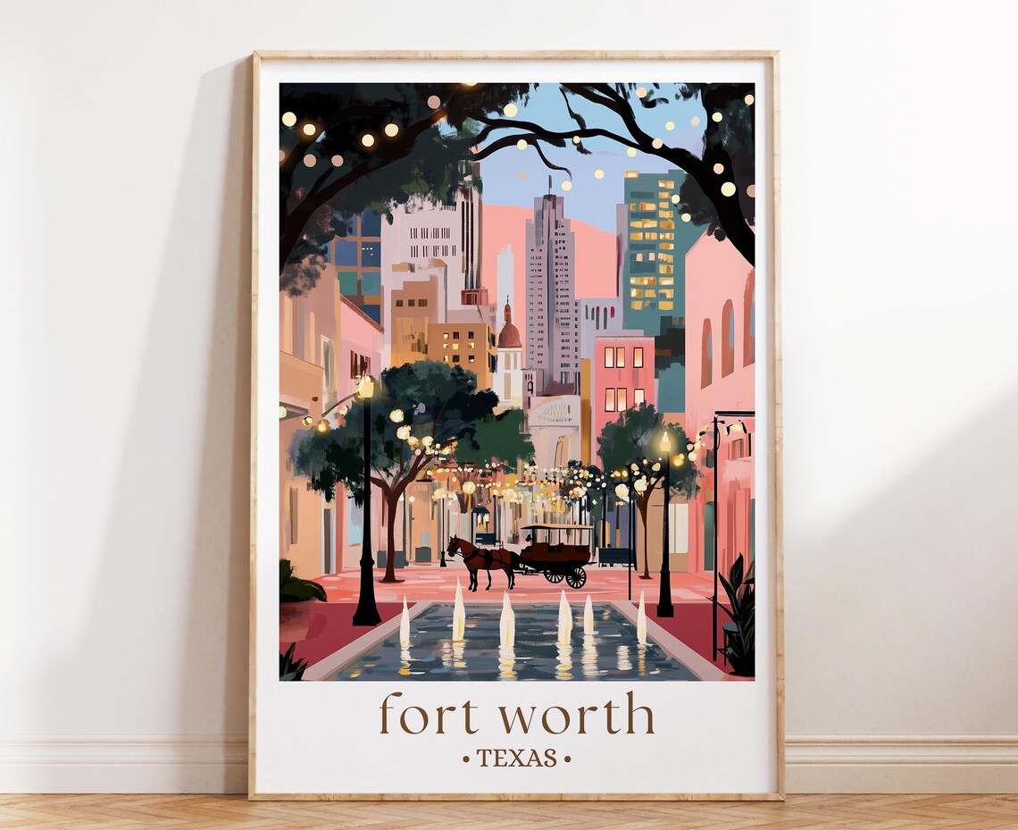 Fort Worth Sundance Square Travel Poster, Texas City