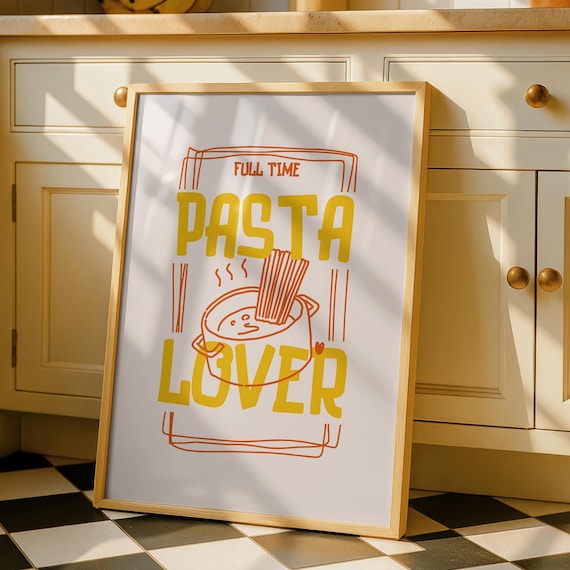 Pasta Kitchen Print Colourful Food Poster Art Lover Spaghetti