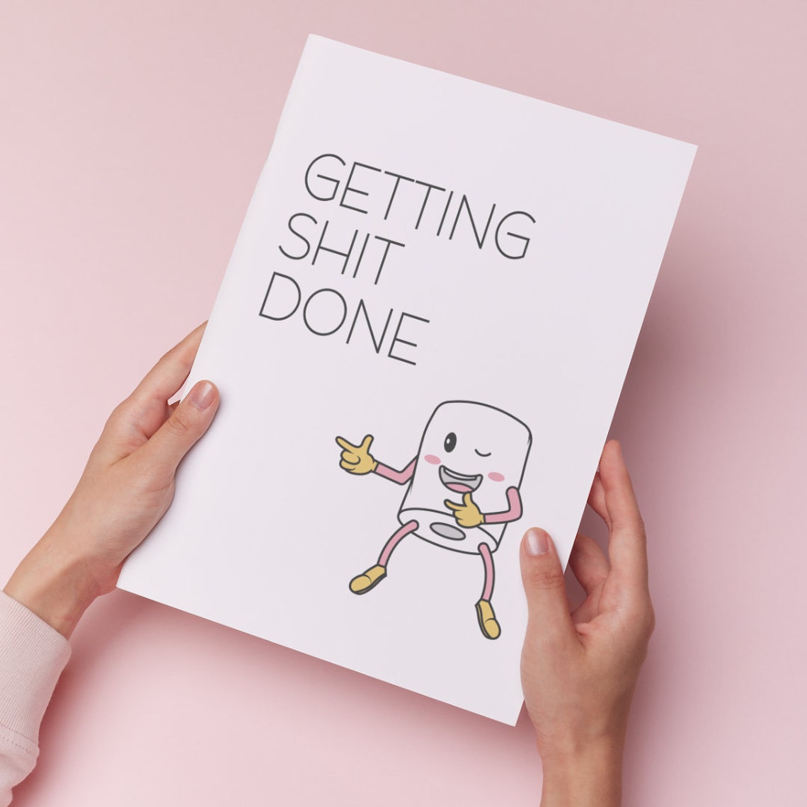 Getting Shit Done Toilet Paper Cartoon Funny Office Motivation Poster