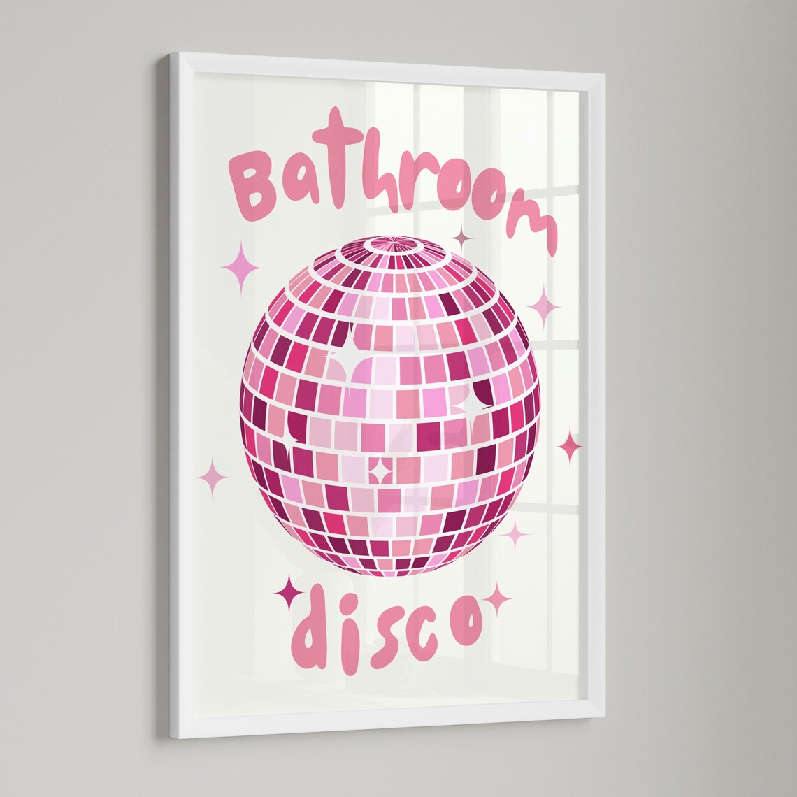 Pink Disco Ball Shower Disco Fun Retro Bathroom Party Wall Art - Image 2