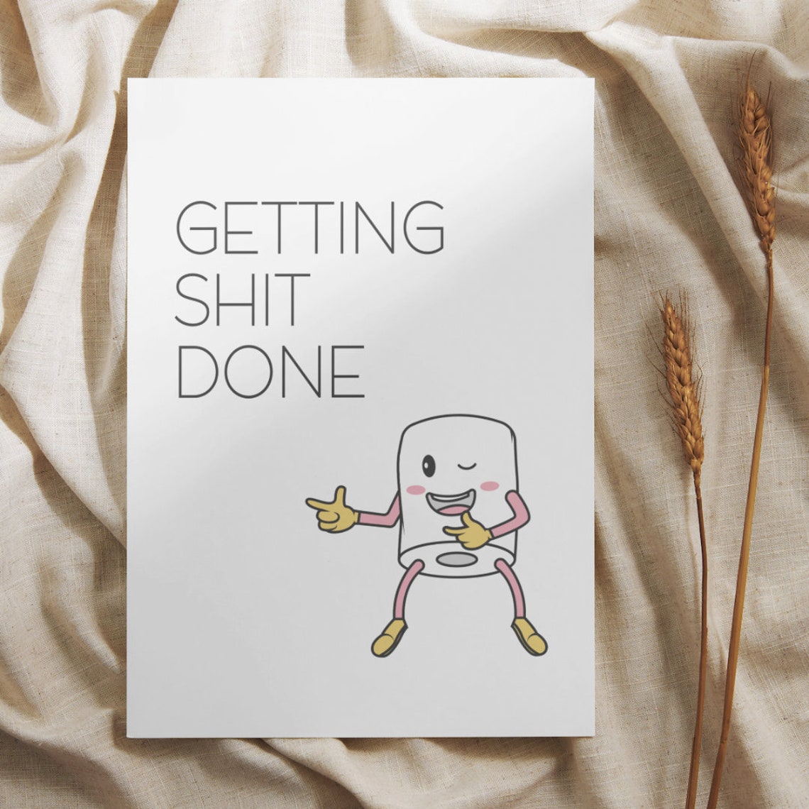 Getting Shit Done Toilet Paper Cartoon Funny Office Motivation Poster - Image 2