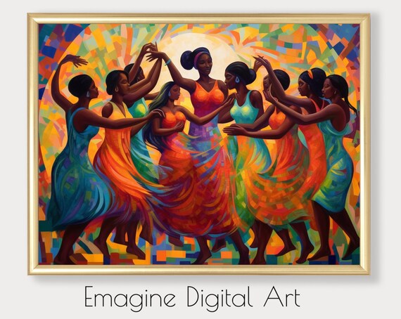 Art Black Print Of Women Dancing In Celebration Africanamerican Culture Instantly And Frame Ba03