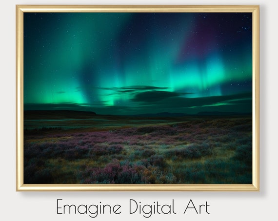 Art Aurora Borealis Landscape Photo Northern Lights Wall Decor To Instantly Print And Frame Ls46