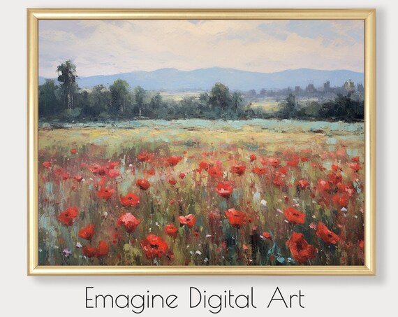 Vintage Field Of Red Poppies Art Print