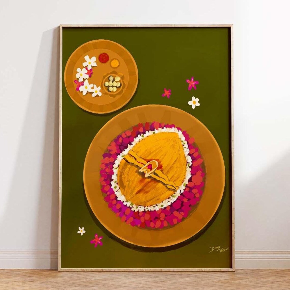 South Indian Wedding Thali Floral Plate Puja Ceremony Art Print