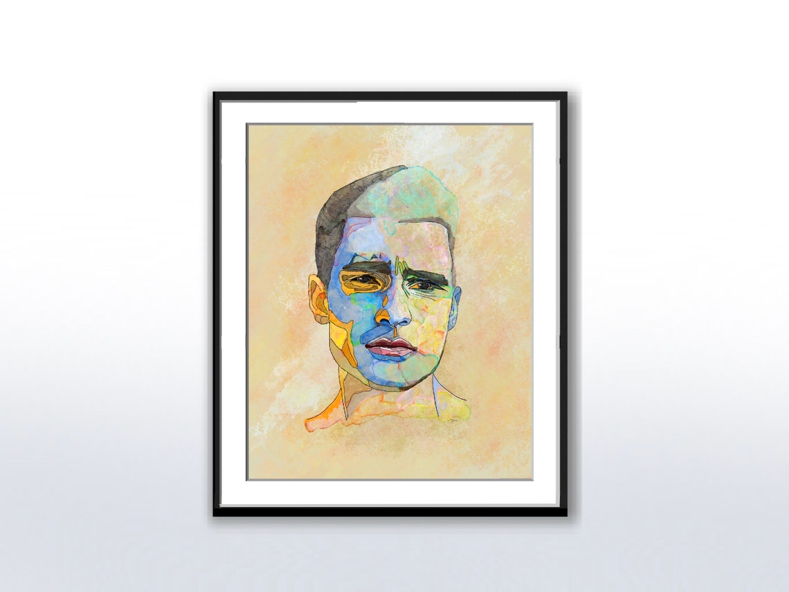 Abstract Portrait, Man's Face Art Print