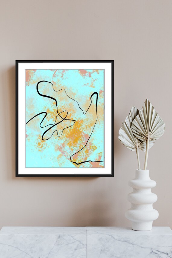 Abstract Minimalist Boho Line Art On Abstract Background Wall Art Contemporary Modern Instant
