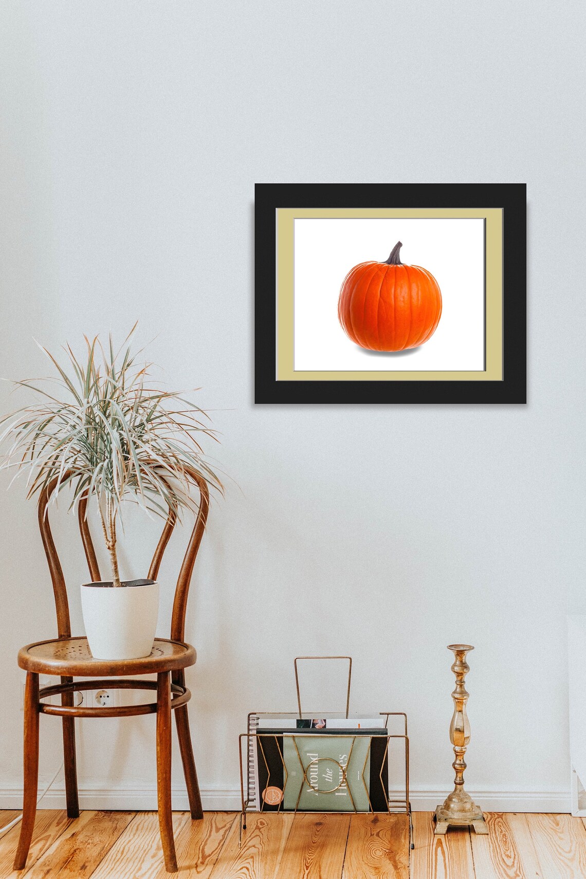 Pumpkin With Shadow, Autumn Wall Art Print - Image 3
