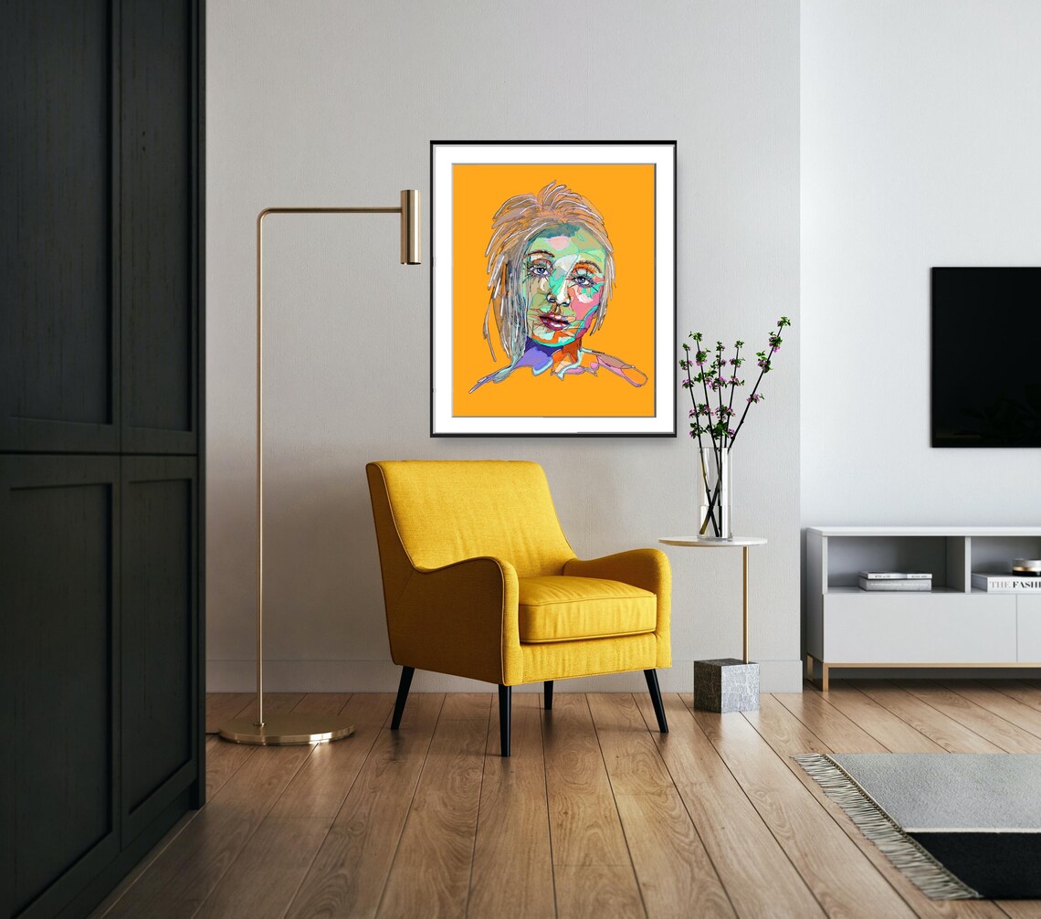 Stylized Woman's Portrait Face Art Print - Image 4