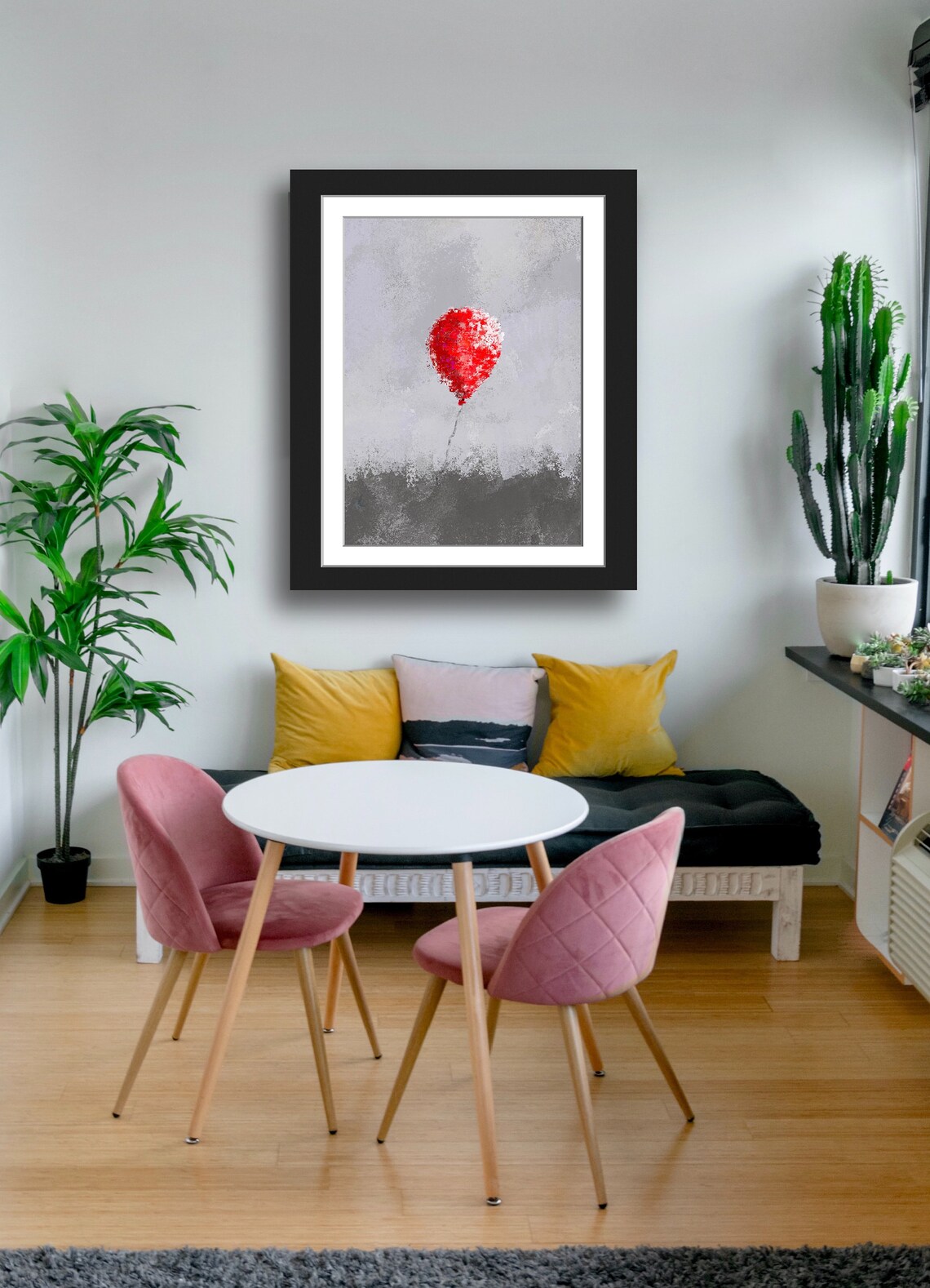 Red Balloon Alone, Impressionistic Painting - Image 3