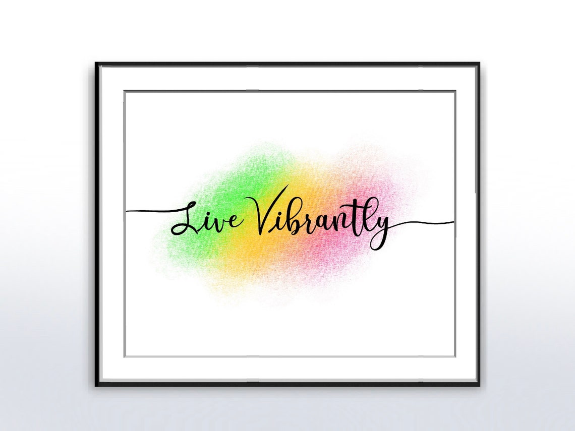 Live Vibrantly Watercolor Script Inspirational Word Art Poster