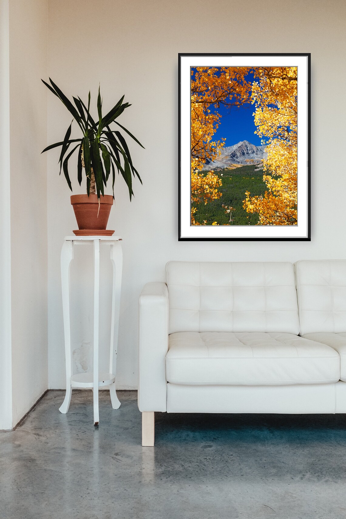 Golden Aspen Trees Framing a Mountain Peak Autumn Landscape Poster - Image 4