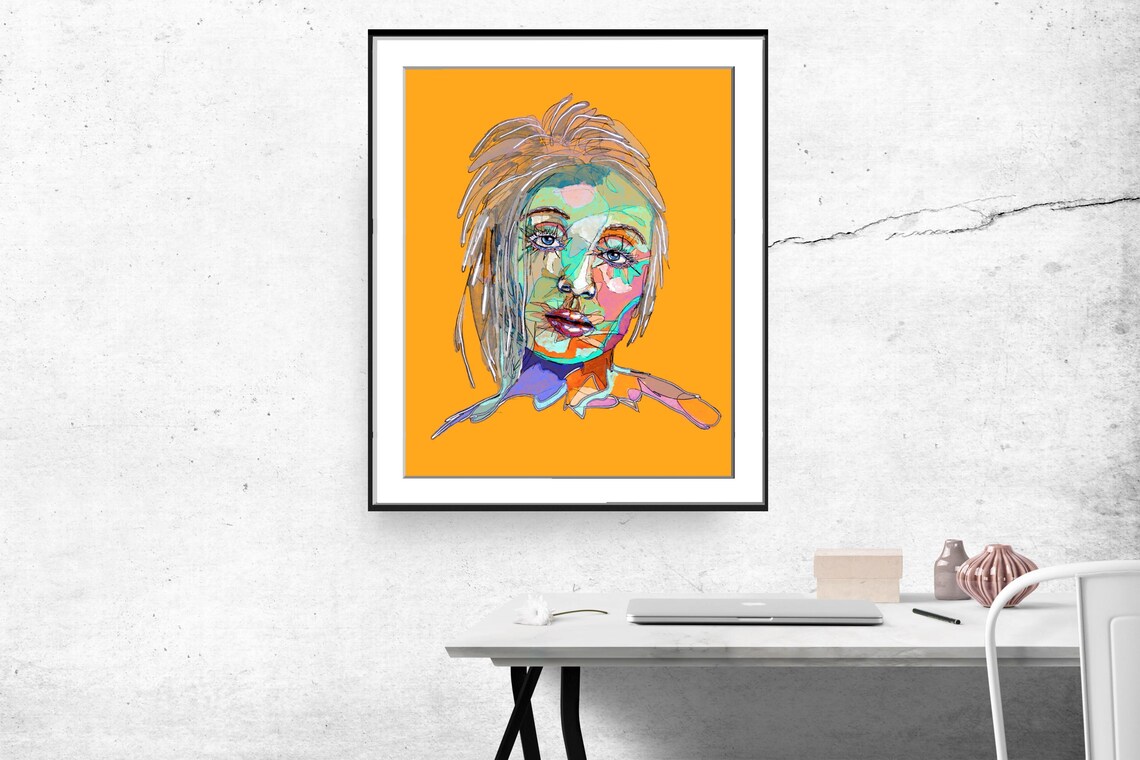 Stylized Woman's Portrait Face Art Print - Image 2
