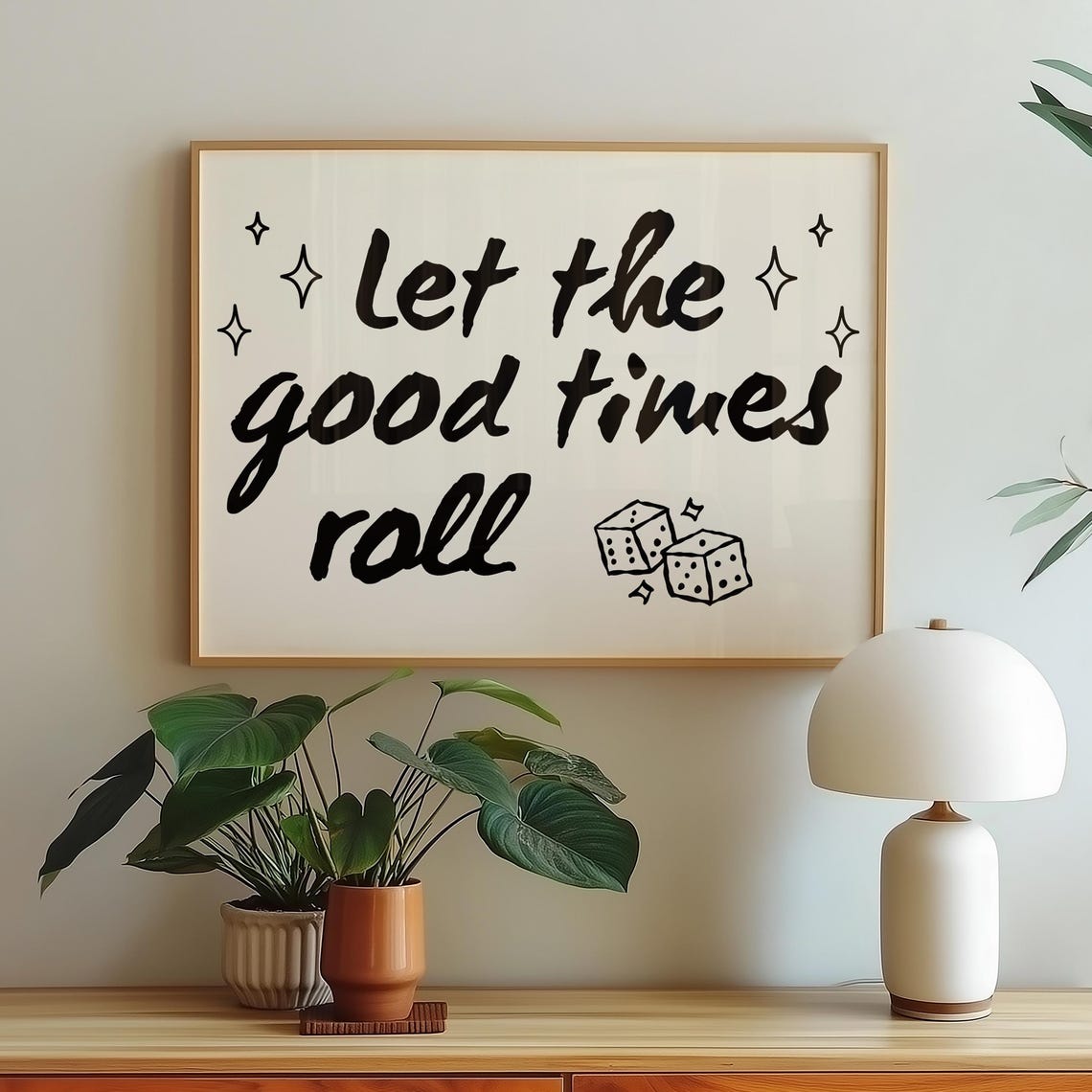Let The Good Times Roll Script Dice Horizontal Party Chic Poster