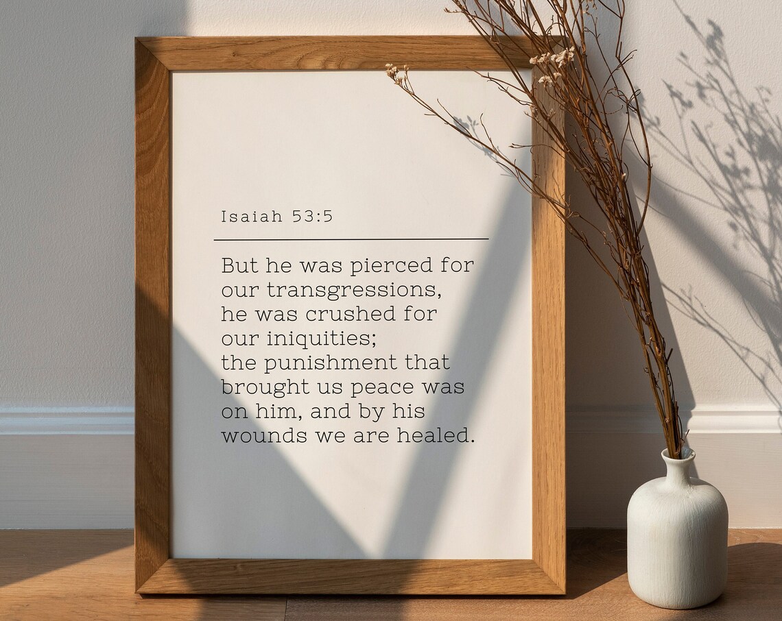 Isaiah 53:5 Minimalist Bible Verse Art Print - Image 3