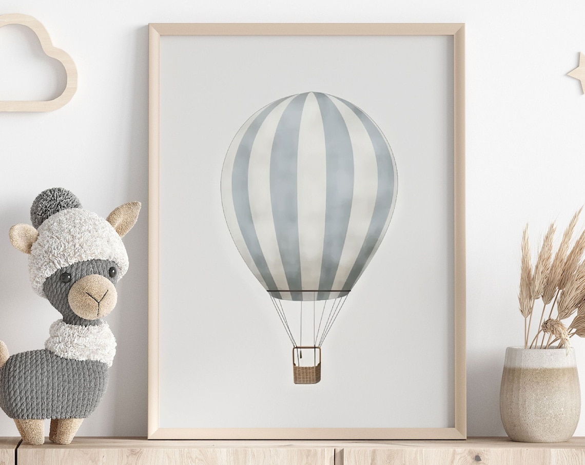 Minimalist Hot Air Balloon Nursery Art Print