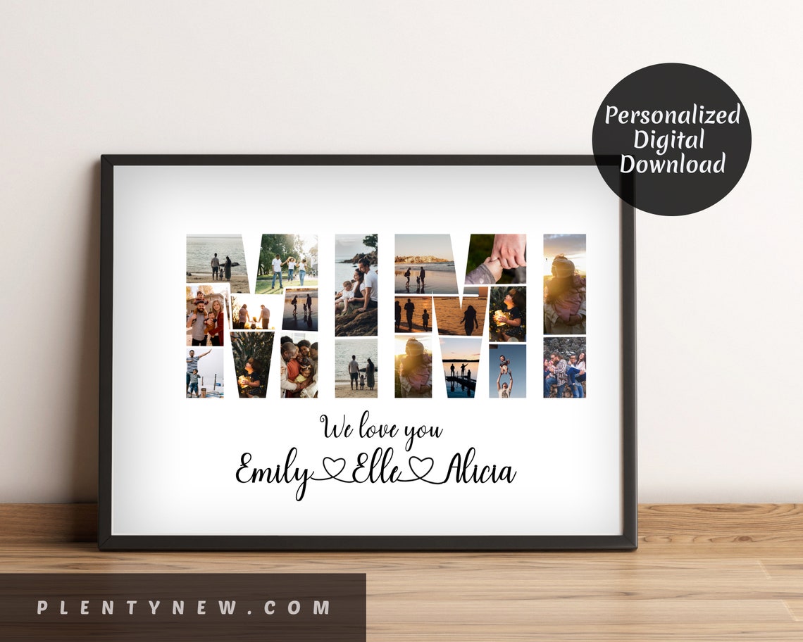 Custom Mimi Photo Collage Personalized Photo Collage Custom Collage Gift For Grandma Birthday Present File Mothers Day Gift