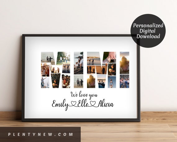 Custom Mimi Photo Collage Personalized Photo Collage Custom Collage Gift For Grandma Birthday Present File Mothers Day Gift