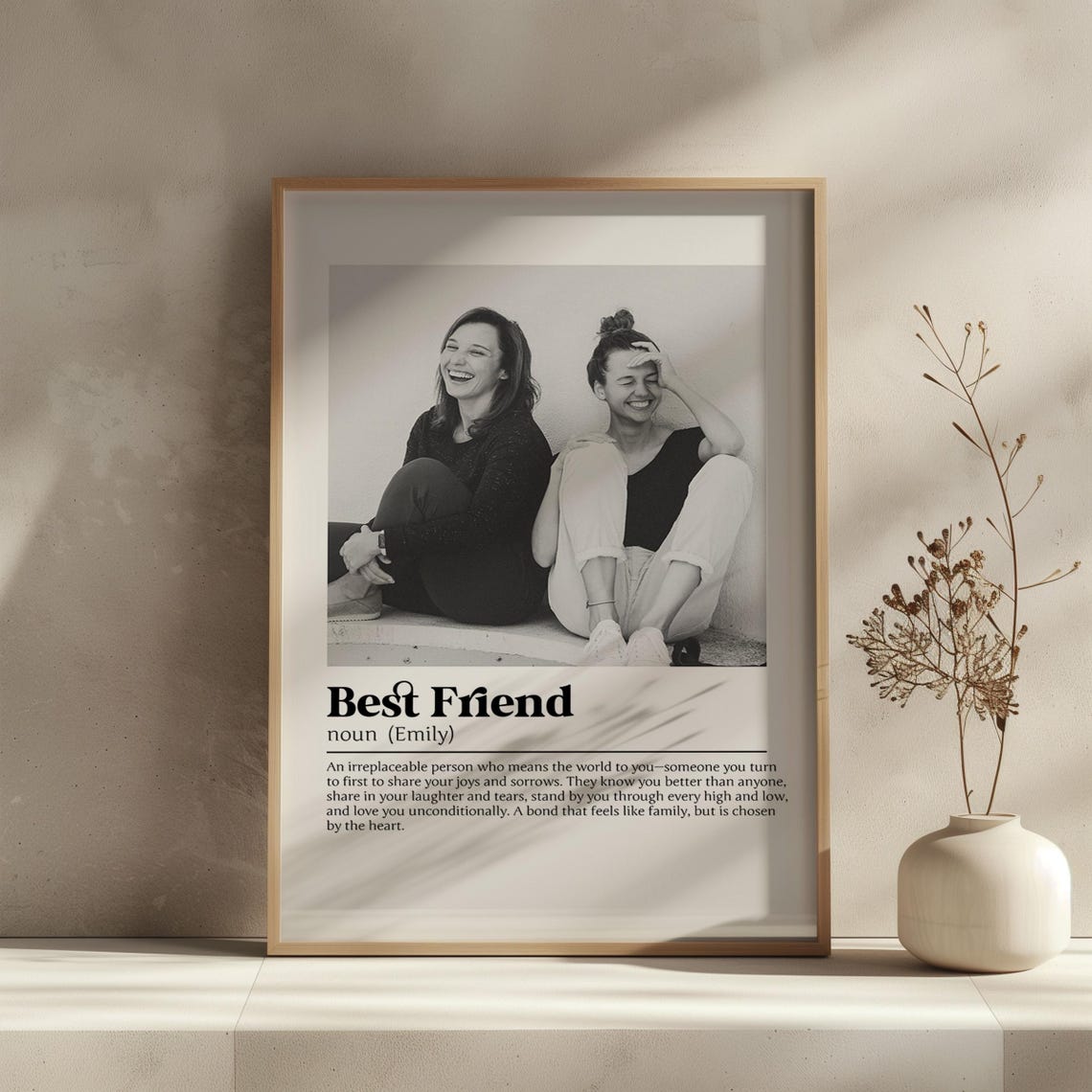 Personalised Best Friend Dictionary Definition Photo Gift Wall Art