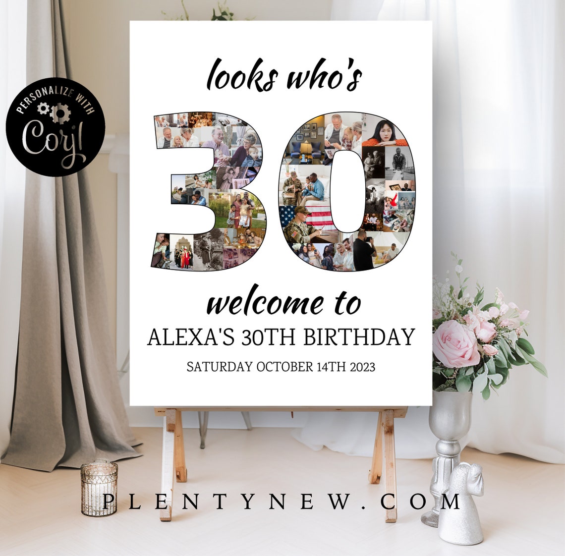 Personalized Look Who's 30 White Birthday Party Welcome Sign Poster