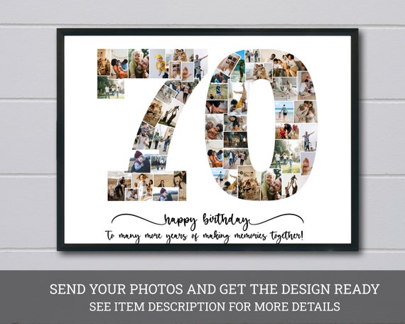 Custom 70 Birthday Photo Collage Personalized 70th Picture Collage Design Editable Number Collage Birthday Gift Instant Photo Collage