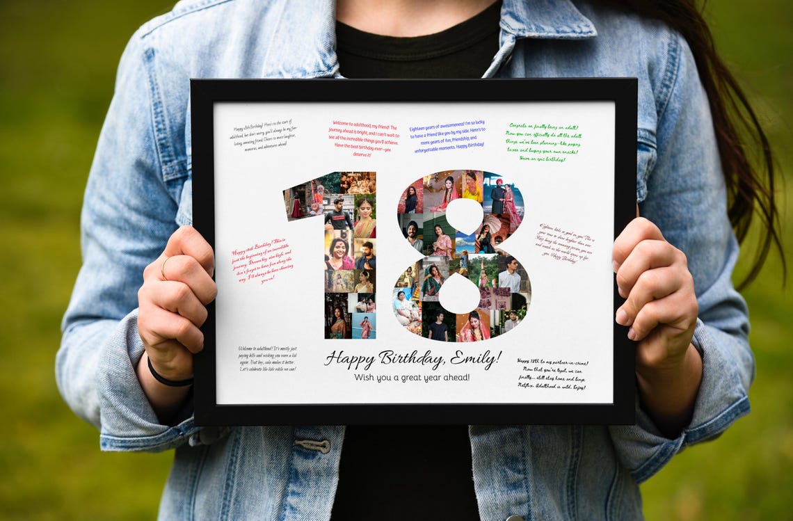 18th Birthday Decoration Photo Collage Guest Sign Poster 18th Birthday Invitation 18th Birthday Girls Boys 18th Birthday Party Banner