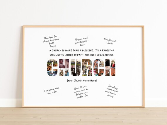 Personalized Church Photo Collage Word Art Farewell Gift Print