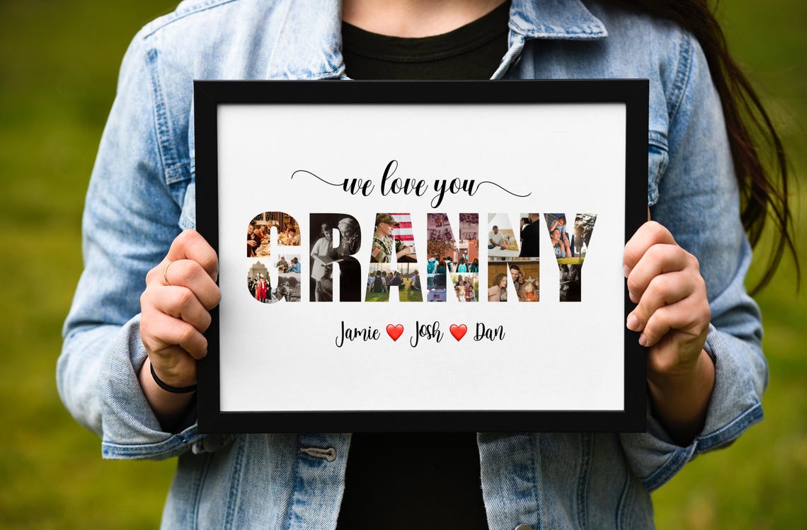 We Love You Granny Photo Collage Personalized Grandmother Gift Poster