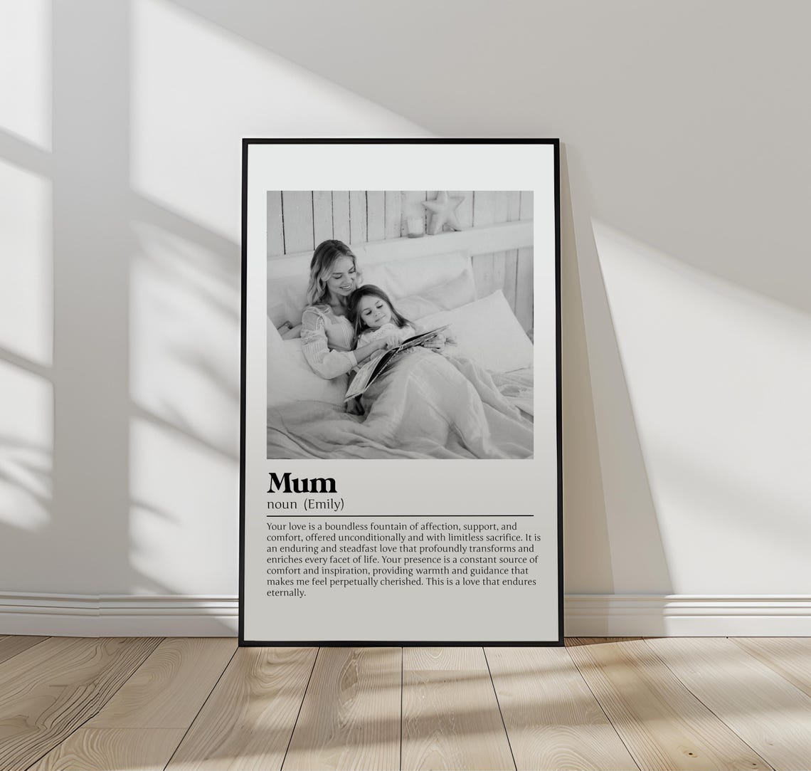 Mum Definition Poster with Mother and Daughter Reading Photo Gift