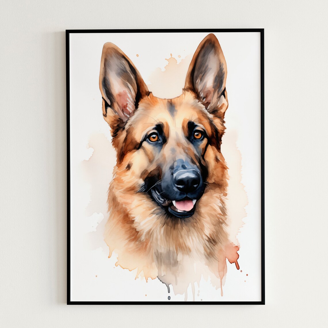 German Shepherd Dog Watercolor Portrait Noble Loyal Pet Art Print - Image 3