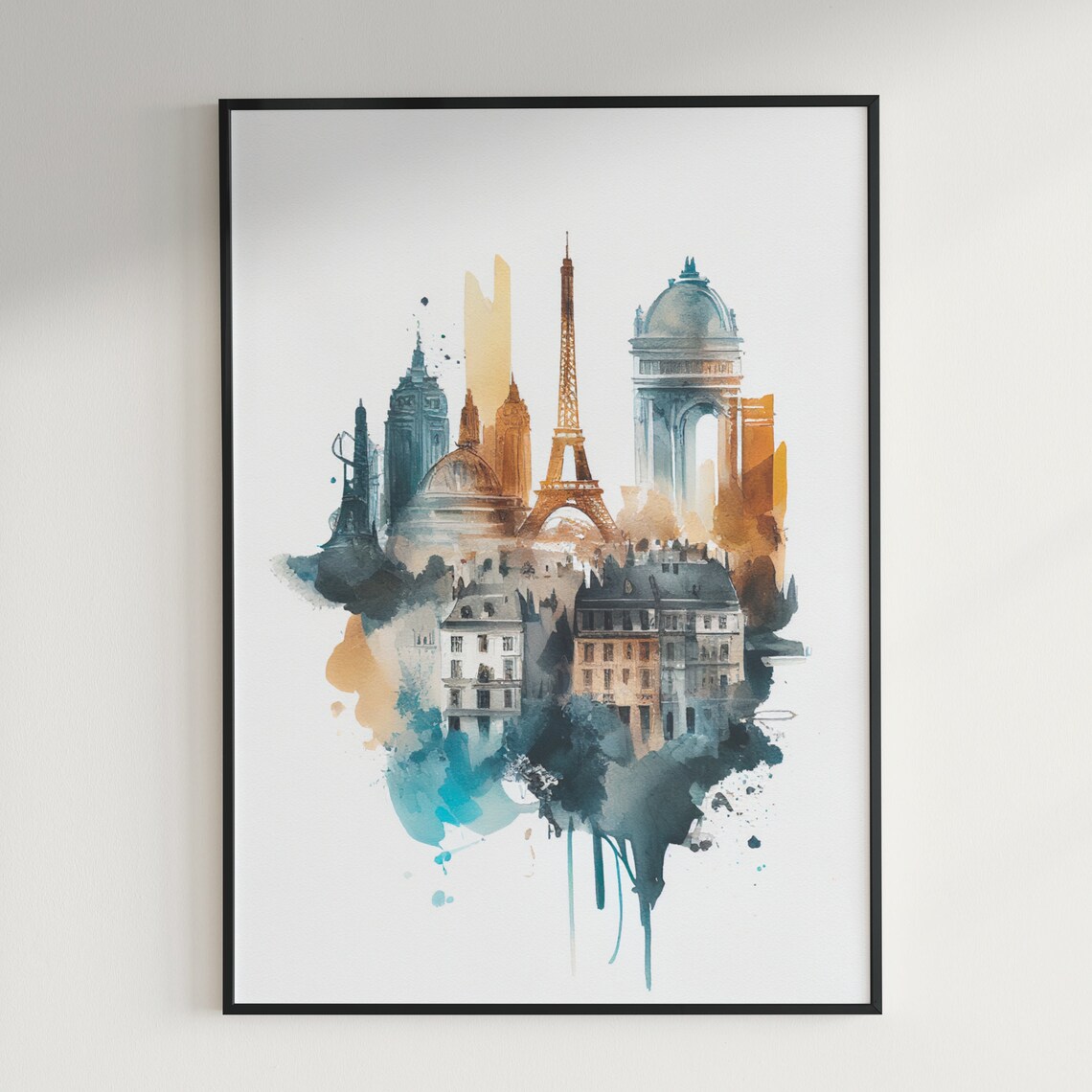 Paris Eiffel Tower Watercolor Cityscape France Landmark Art Print - Image 3