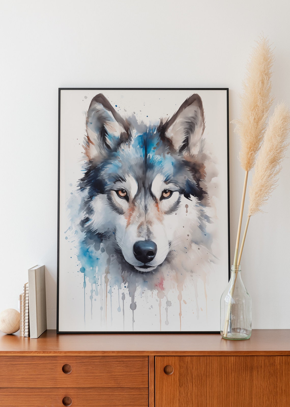Gray Wolf Watercolor Painting Majestic Wildlife Animal Art Poster - Image 3
