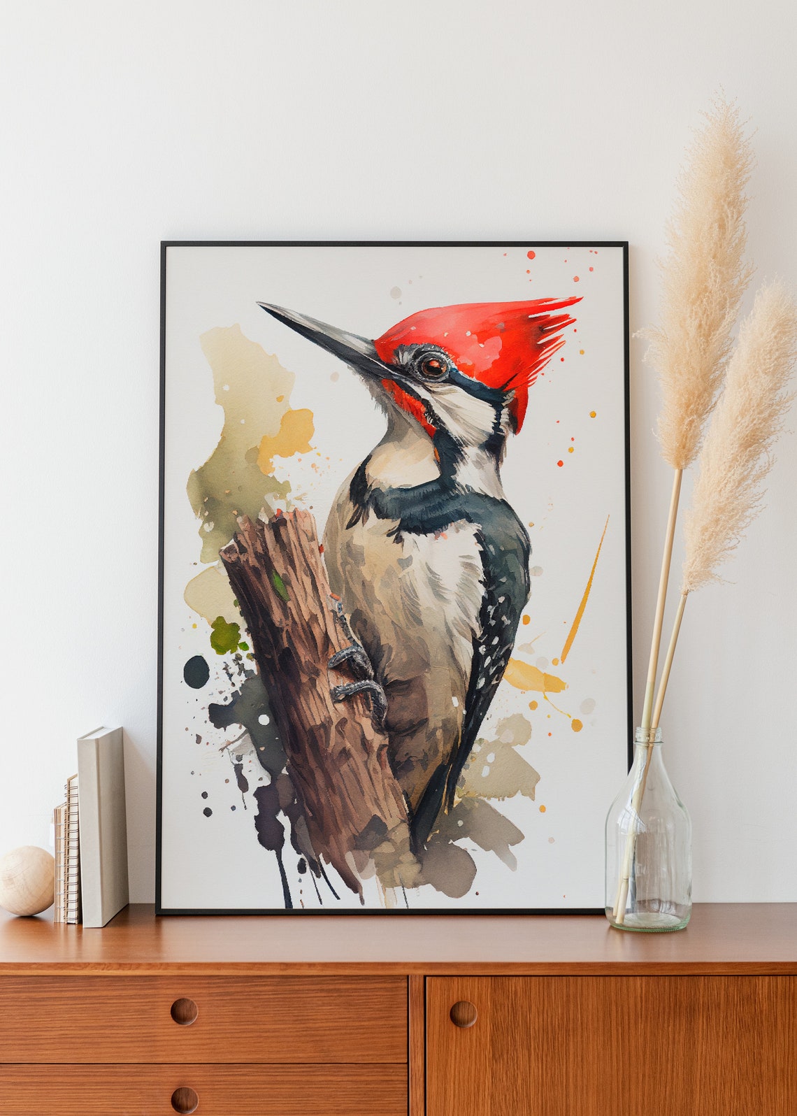 Woodpecker Wall Art Watercolor Woodpecker Wall Decor Airbnb Wall Art Nursery Animal Art Watercolor Bird Art Art Woodpecker Home Gift