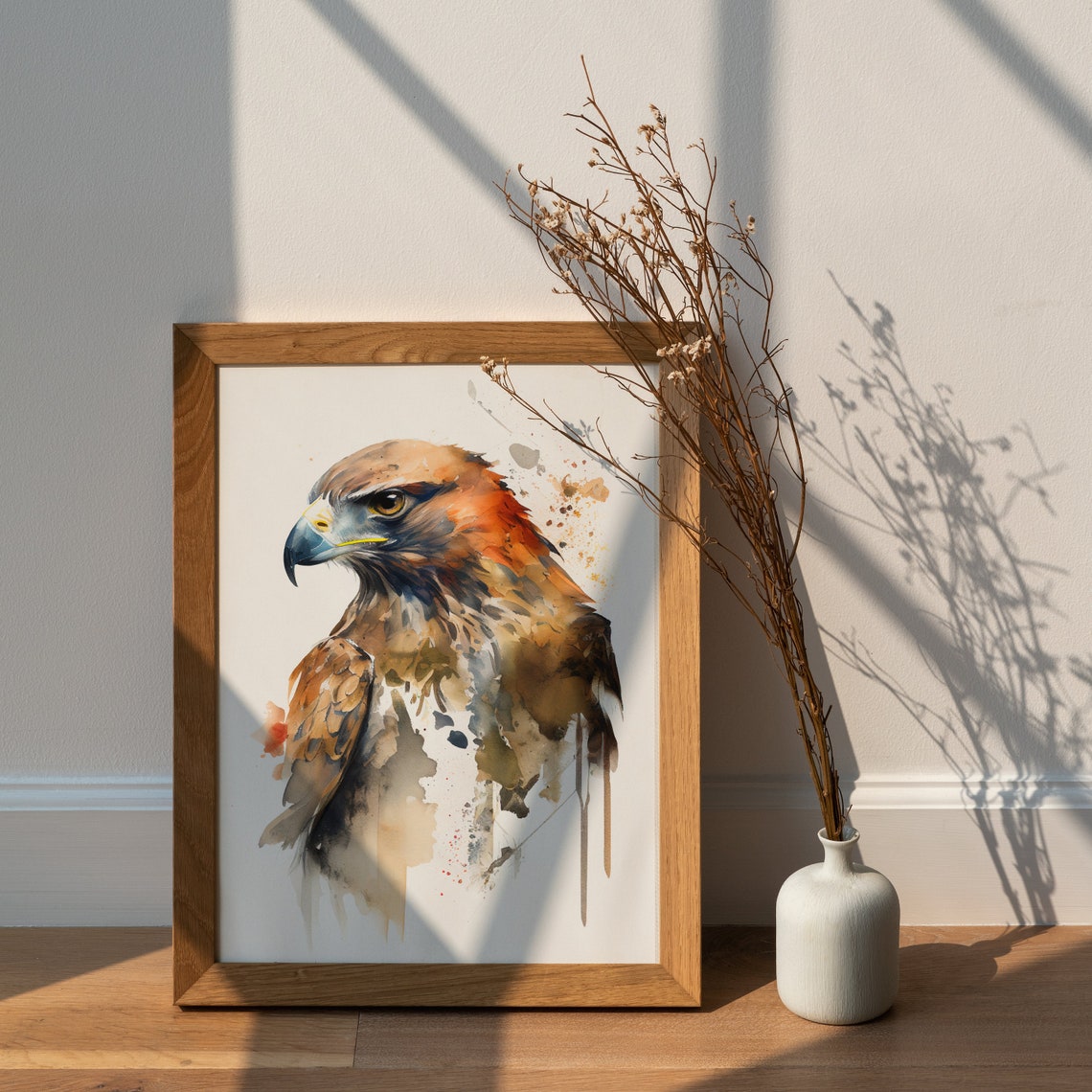 Majestic Hawk Profile Watercolor Raptor Bird of Prey Wall Art - Image 2