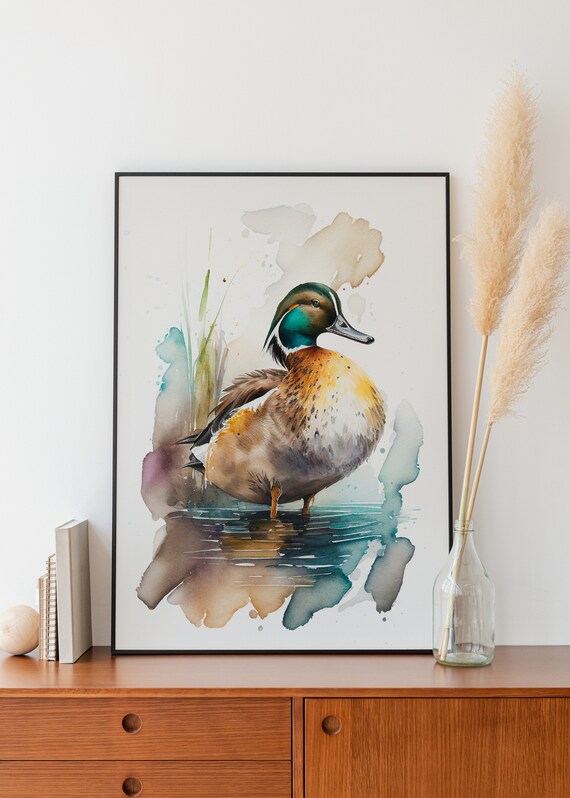 Duck Watercolor Wall Art Nursery Wall Decor Duck Watercolor Painting Bird Wall Art Watercolor Duck Airbnb Wall Art Cute Animal