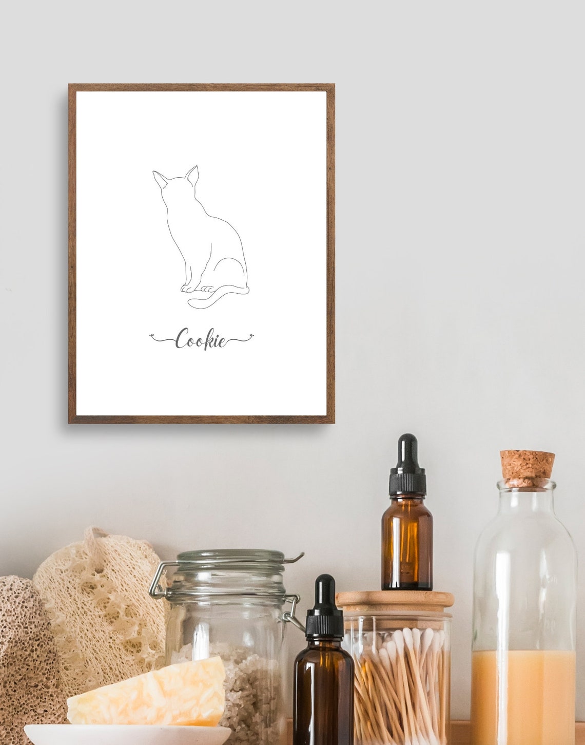 Personalized Daisy Cat Continuous Line Art Minimalist Pet Poster - Image 4
