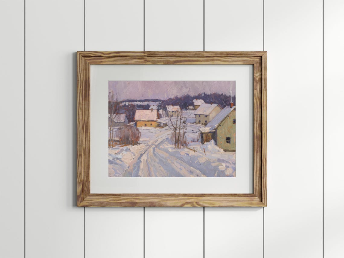 Snow Village Winter House Rustic Christmas Art Print - Image 4