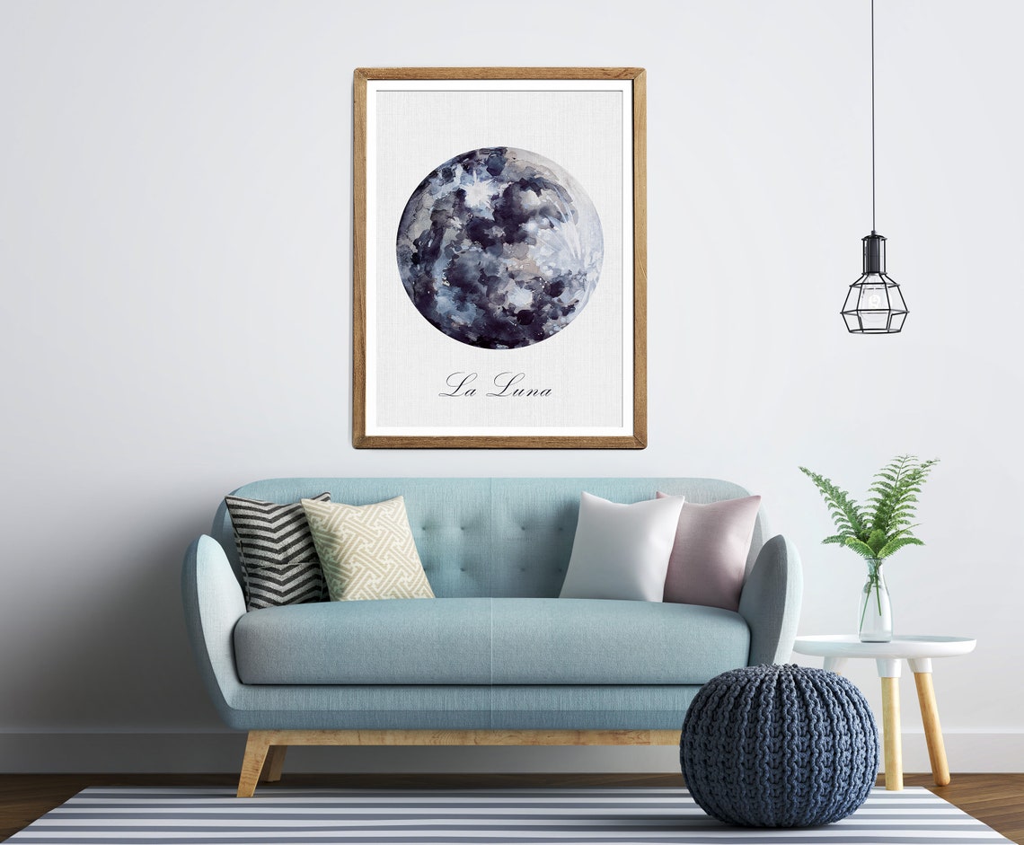 Watercolor Moon Print, Abstract Moon Art Print - Image 3