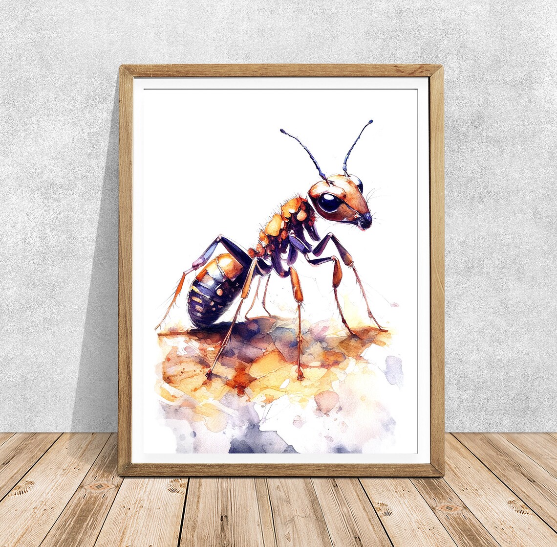 Watercolor Ant Art Print, Insect Painting