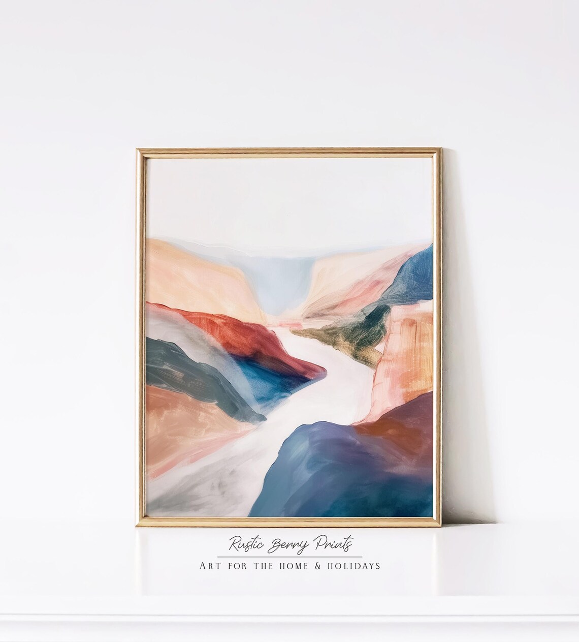 Desert Landscape Painting Wall Art Vintage Print Warm Tones Abstract Art Art