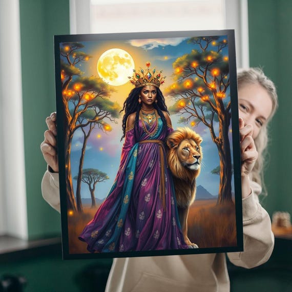 African Princess Jigsaw Puzzle Savannah Night Scene