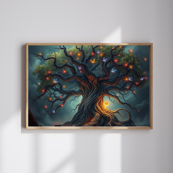 Gothic Jigsaw Puzzle Neon Ancient Tree Fantasy Art