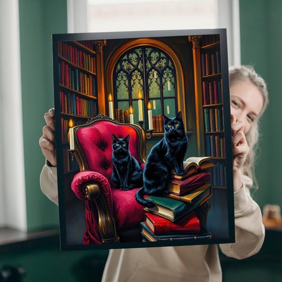 Black Cat Gothic Library Puzzle Cozy Kittens Family Activity